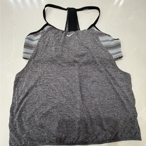 Nike Heather Gray and Black Racerback Sports Bra Tank Top, XL